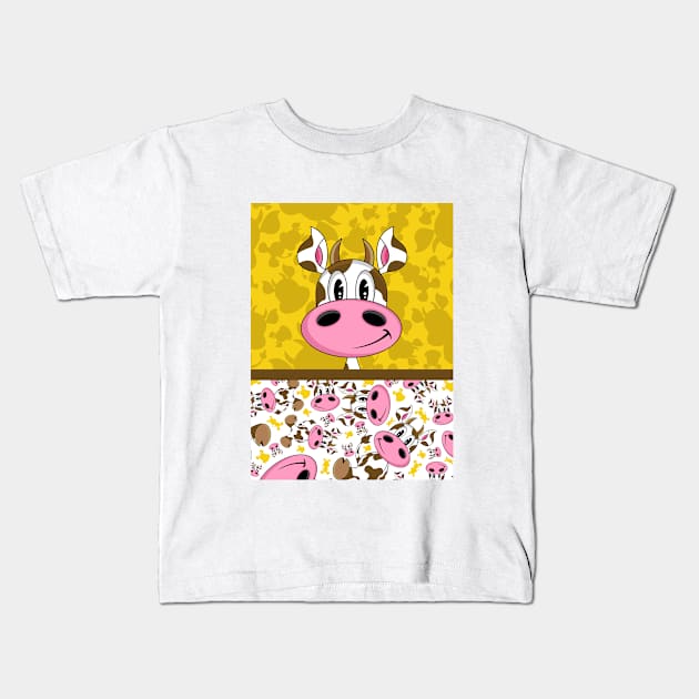 Cute Cartoon Moo Cow Kids T-Shirt by markmurphycreative